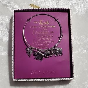 Silver Tone Bangle With Elephant Charms
